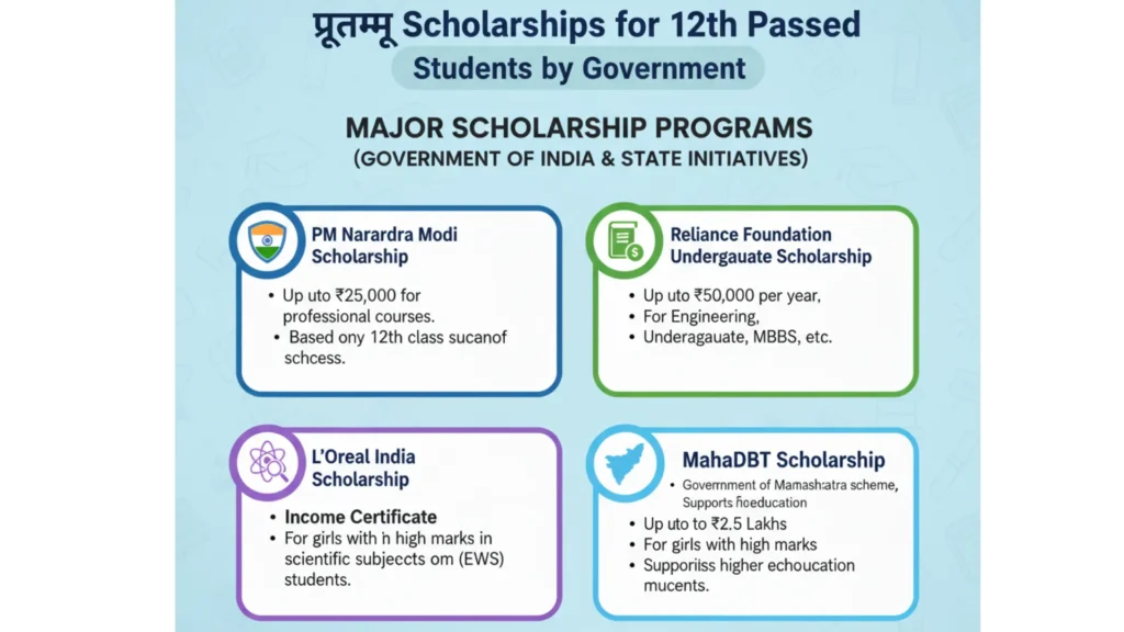 Scholarship for 12th Passed Students by Government