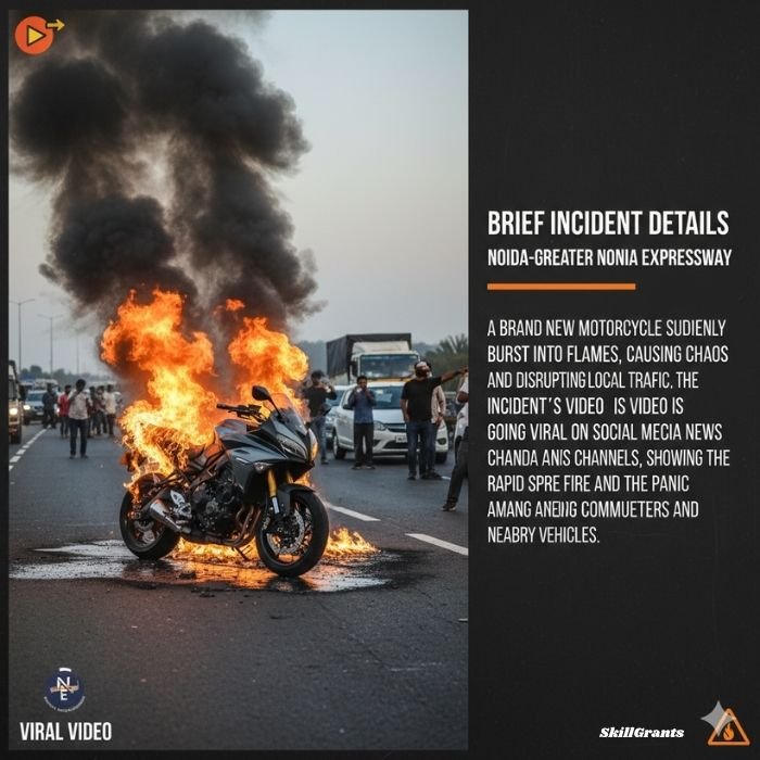 New bike catches fire on Noida Expressway